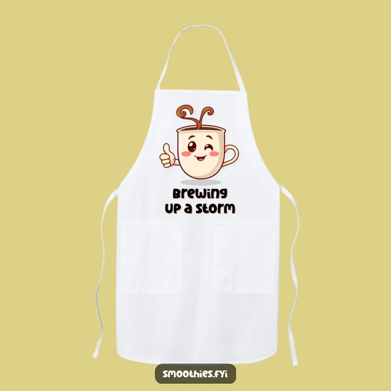 Funny Coffee Thumbs Up Apron - Steaming Chef Character for Kitchen Approval