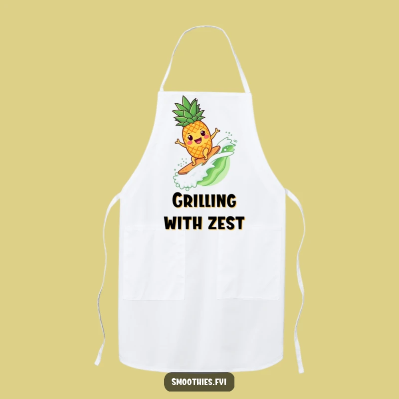 Funny Pineapple Surfer Apron - Chef's Tropical Bib for Kitchen Waves