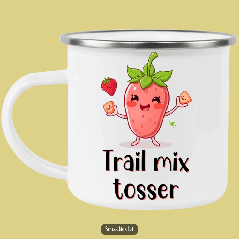 Funny Strawberry Smoothie Juggling Camping Mug - Fruity Character Outdoors Funny Gift