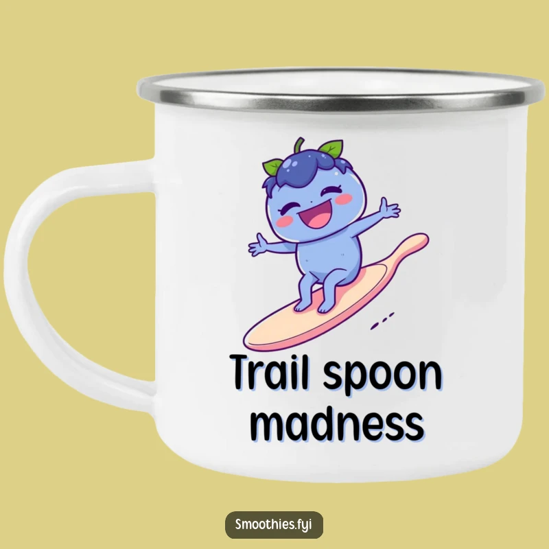 Funny Blueberry Surf Camping Mug: Durable Berry Spoon Cup for Outdoor Adventures