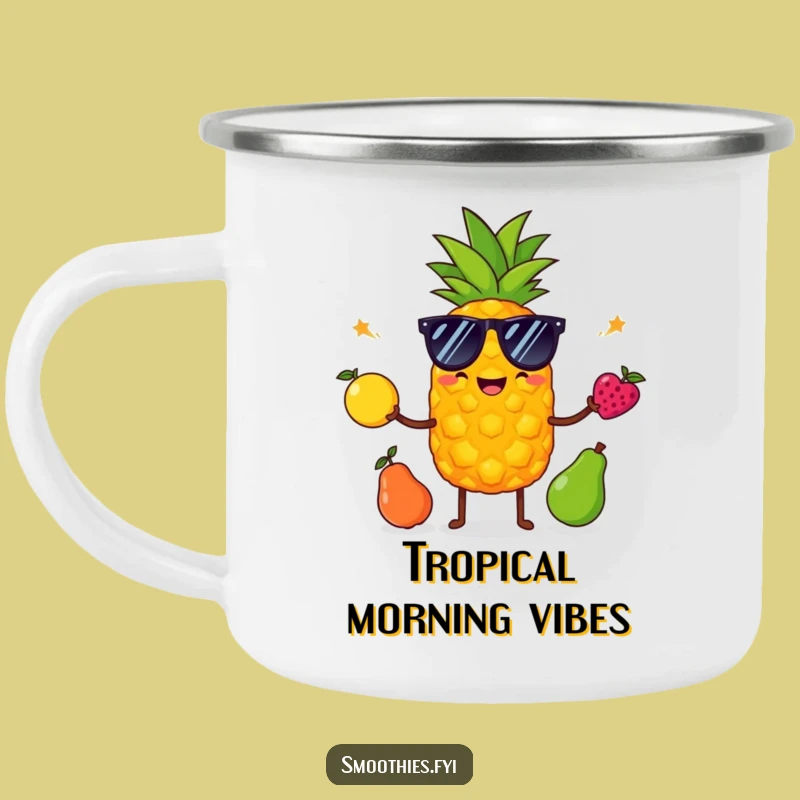 Funny Pineapple Sunglasses Camping Mug: Durable Fruit Juggling Cup for Outdoor Laughs