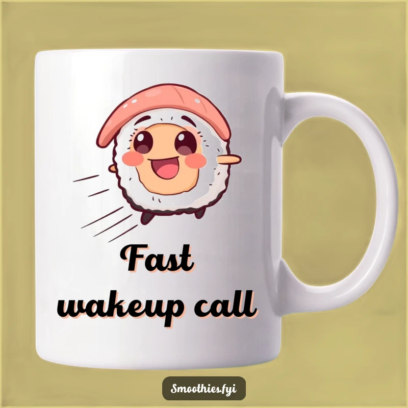 Funny Sushi Speed Mug - Smiling Character Gift for Fast Food Lovers