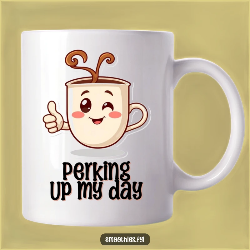 Funny Coffee Thumbs Up Mug - Steaming Character Gift for Coffee Lovers