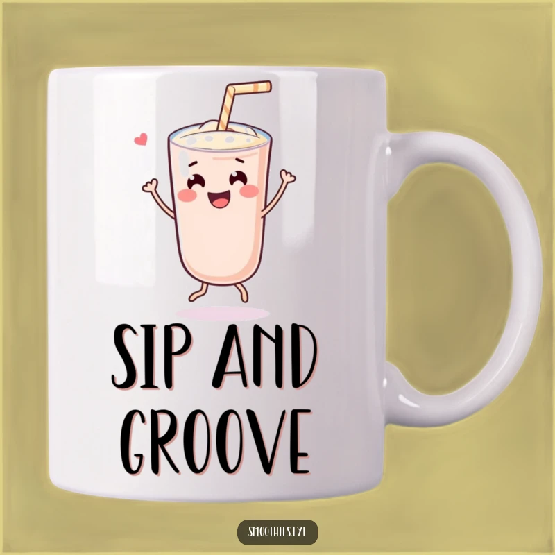 Funny Happy Kawaii Smoothie Mug: Sip Joy with Every Dance