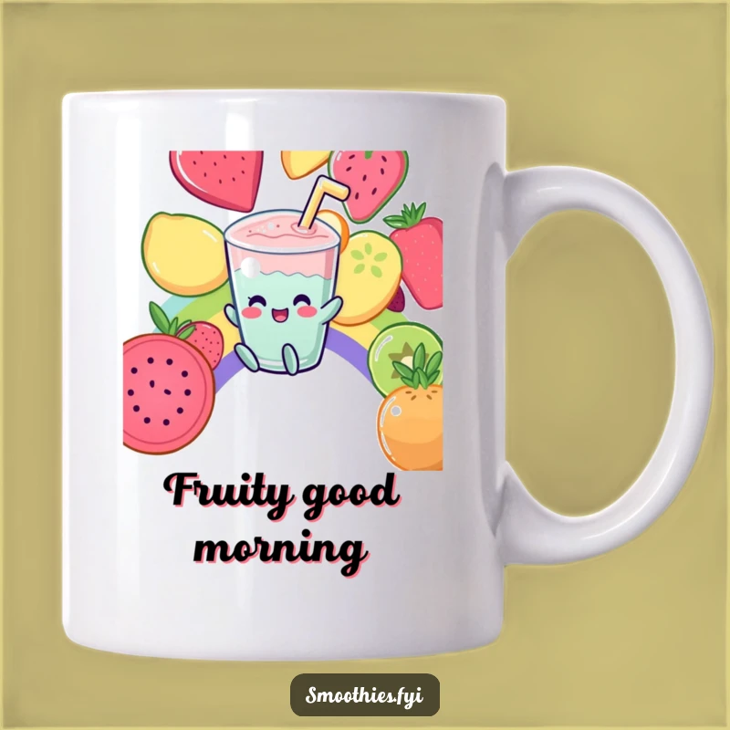 Funny Kawaii Smoothie Rainbow Slide Mug - Joyful Fruit Lover Funny Gift