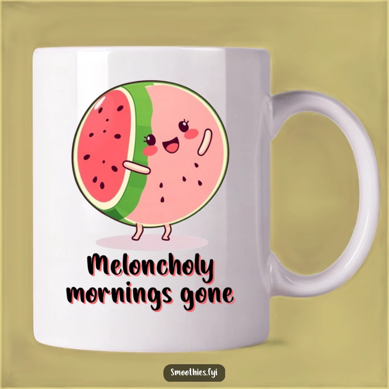Funny Kawaii Watermelon Cartwheel Mug - Joyful Fruit Humor Gift Idea