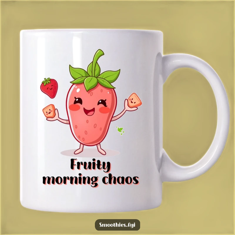 Funny Strawberry Smoothie Juggling Mug - Fruity Character Fun Gift