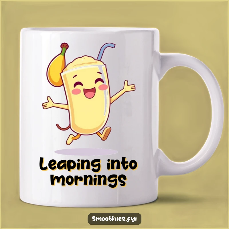 Funny Banana Smoothie Leap Mug - Happy Character Joyful Jump Funny Gift