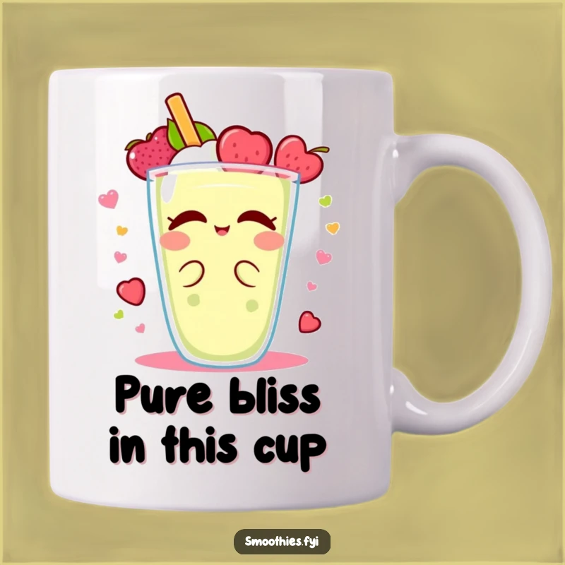 Funny Kawaii Smoothie Mug: Enjoying Fruity Delight Spin, Perfect Humorous Gift