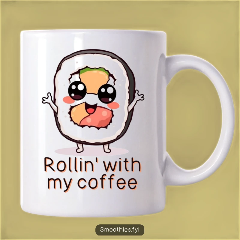 Funny Sushi Jig Mug: Googly-Eyed Character Gift for Foodie Fun