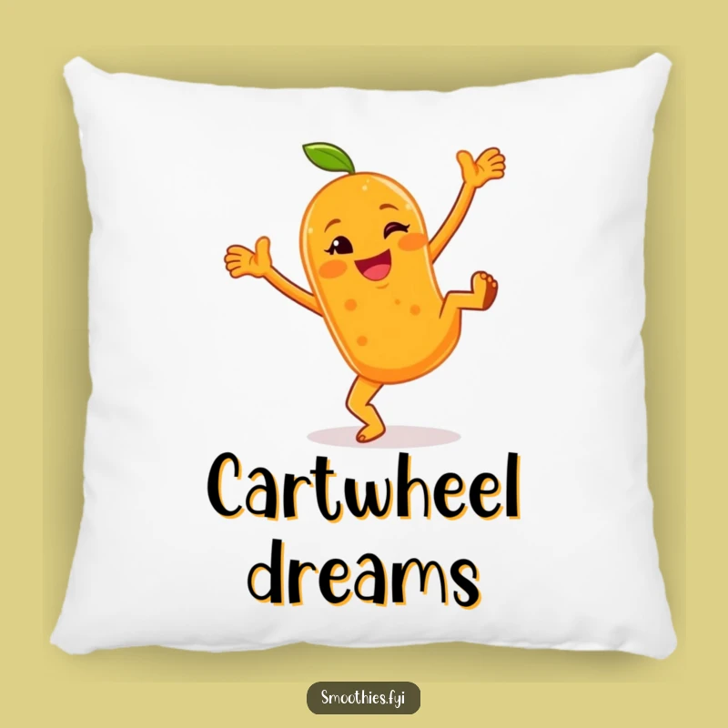 Funny Orange Smoothie Cartwheel Pillow - Cheerful Character Cozy Pillow Funny Gift