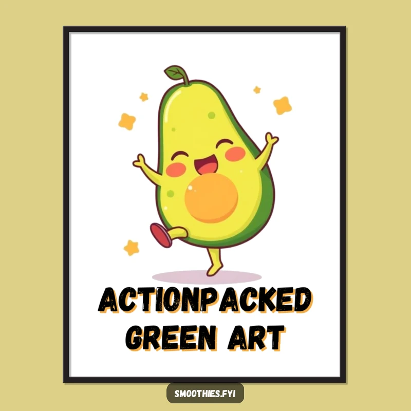 Funny Avocado Kick Digital Print: Instant Fitness Art for Your Walls
