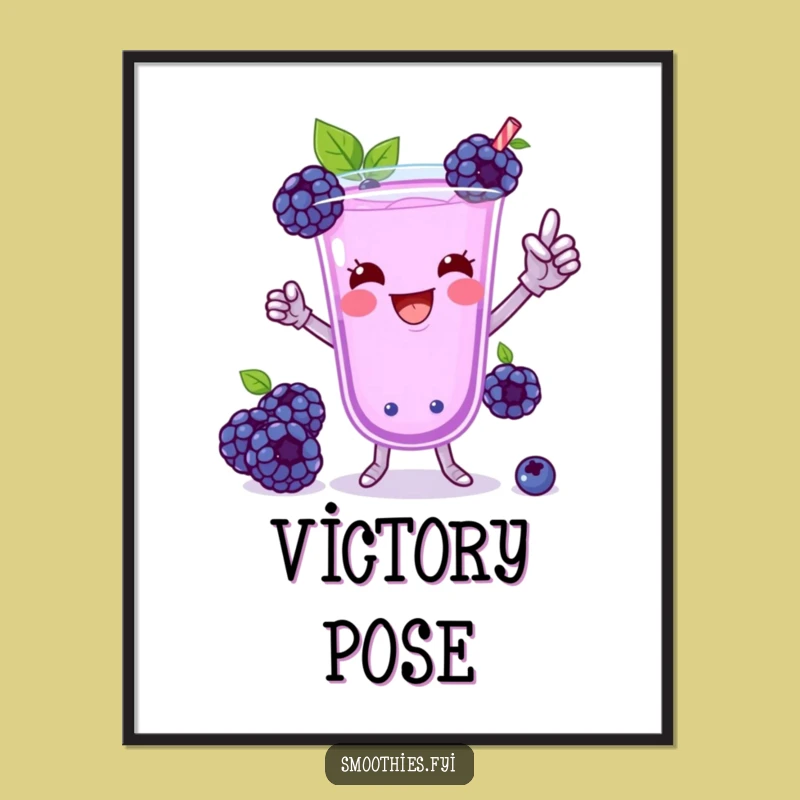 Funny Blueberry Smoothie Victory Dance Digital Art - Playful Printable Gift