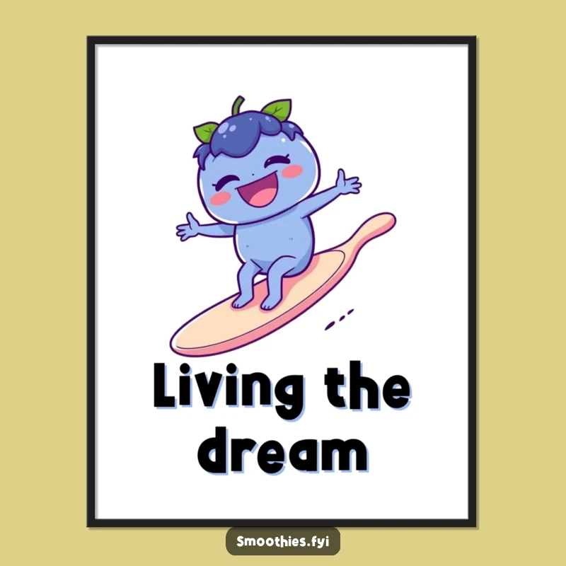 Funny Blueberry Surf Digital Art: Printable Berry Spoon Decor for Instant Fun