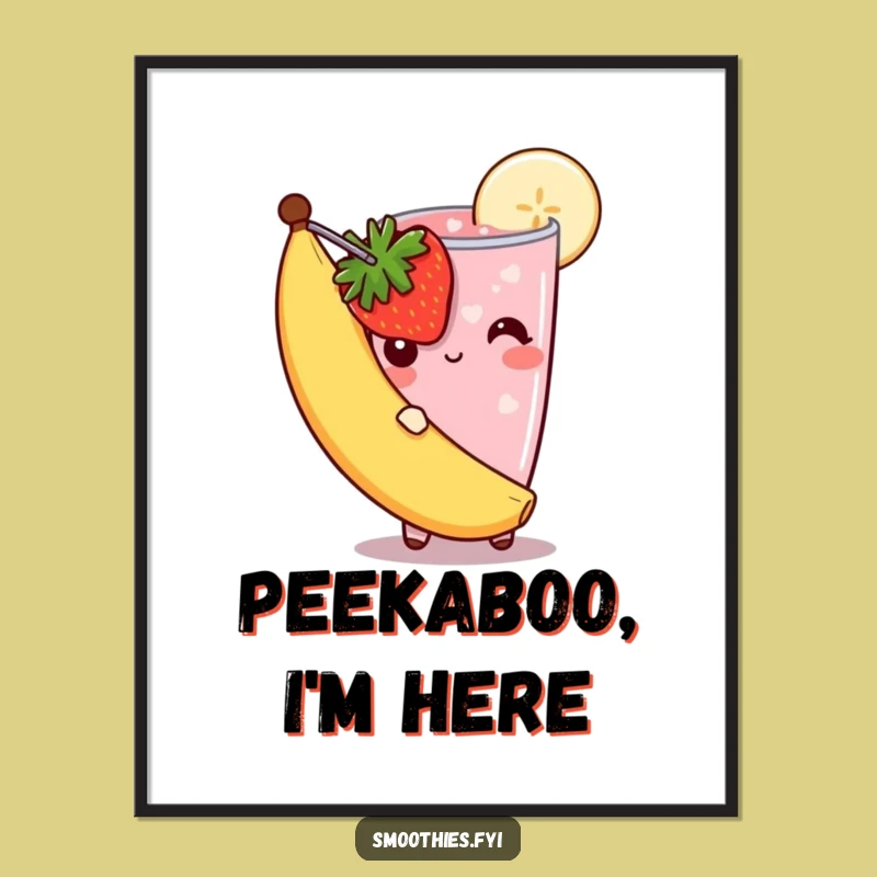 Funny Shy Smoothie Print: Berry Cute Art, Instant Download, Unique Gift!