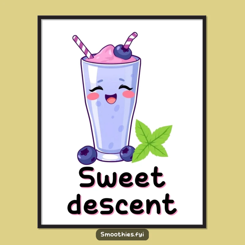 Funny Blueberry Smoothie Digital Print: Instant Giggles Wall Art Gift