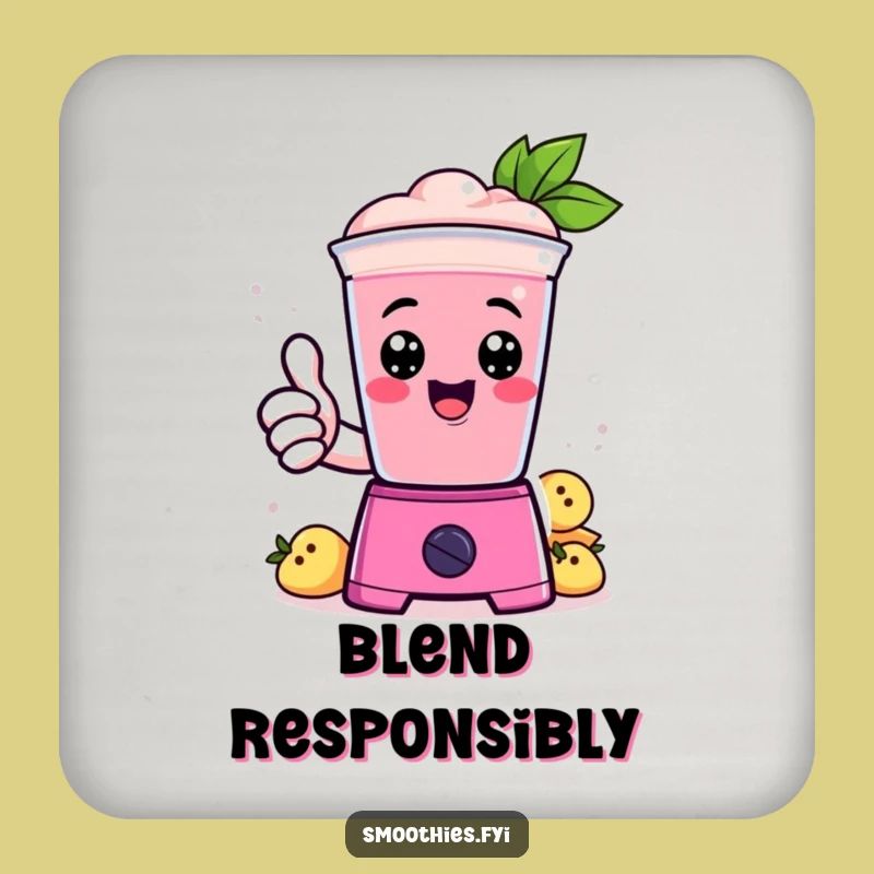 Funny Kawaii Smoothie Blender Thumbs Up Coaster - Protect Surfaces with Humor