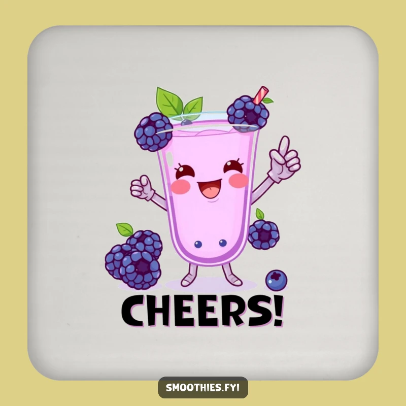 Funny Blueberry Smoothie Victory Dance Coaster - Playful Dancer Surface Gift