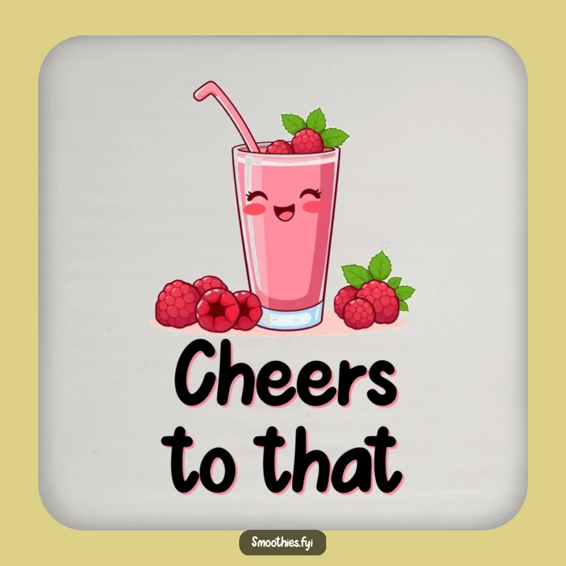 Funny Raspberry Smoothie Toast Coaster: Protect Surfaces with Cartoon Celebration