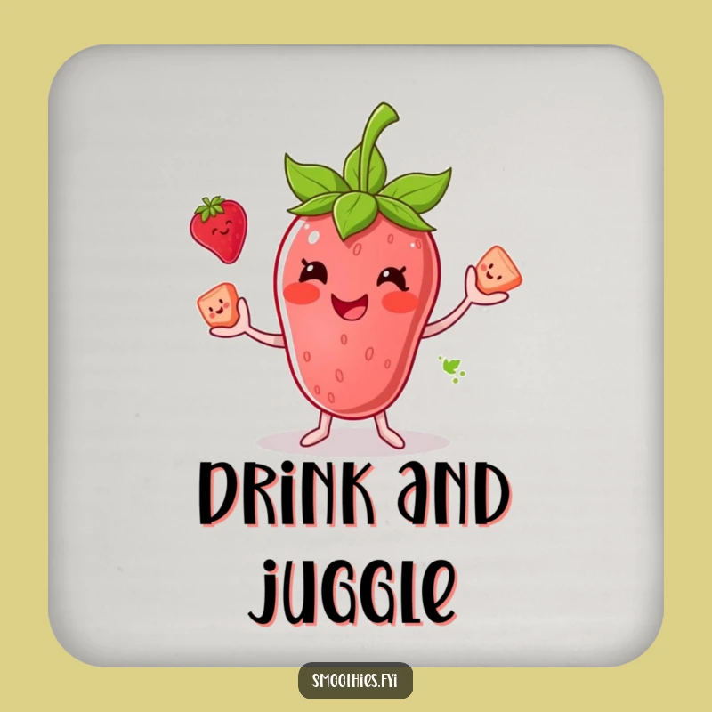 Funny Strawberry Smoothie Juggling Coaster - Fruity Character Decor Funny Gift
