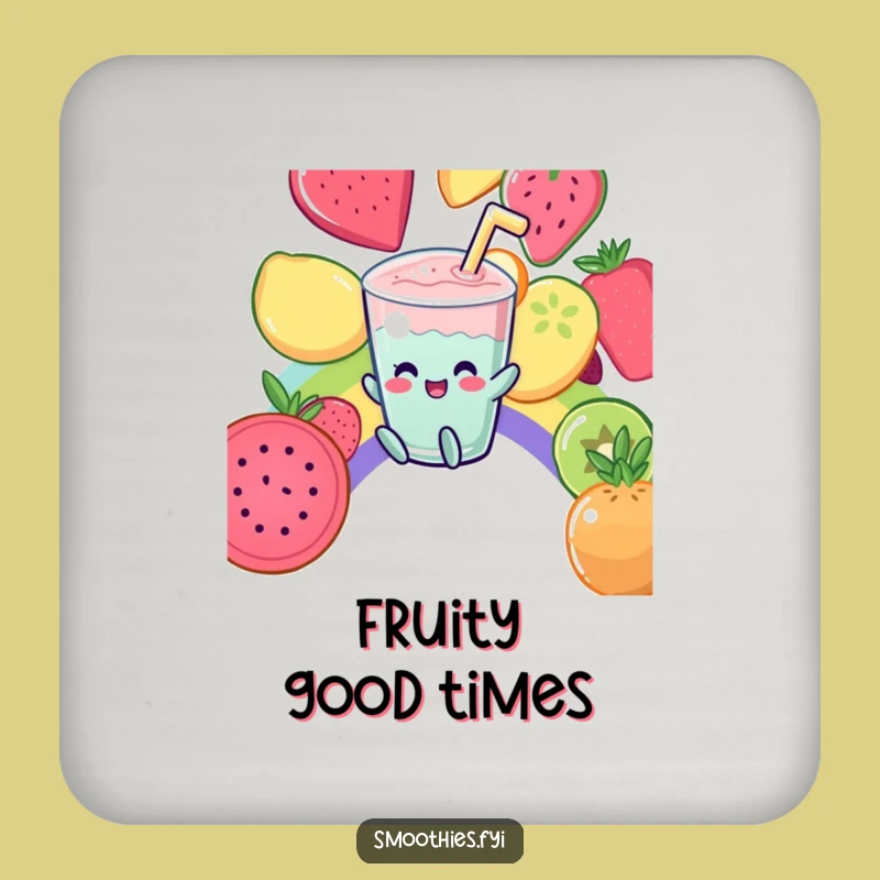 Funny Kawaii Smoothie Rainbow Slide Coaster - Protect Surfaces with Humor