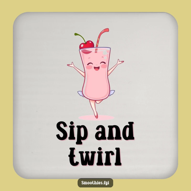 Funny Cherry Smoothie Ballet Coaster - Graceful Dancer Protects Surfaces Gift