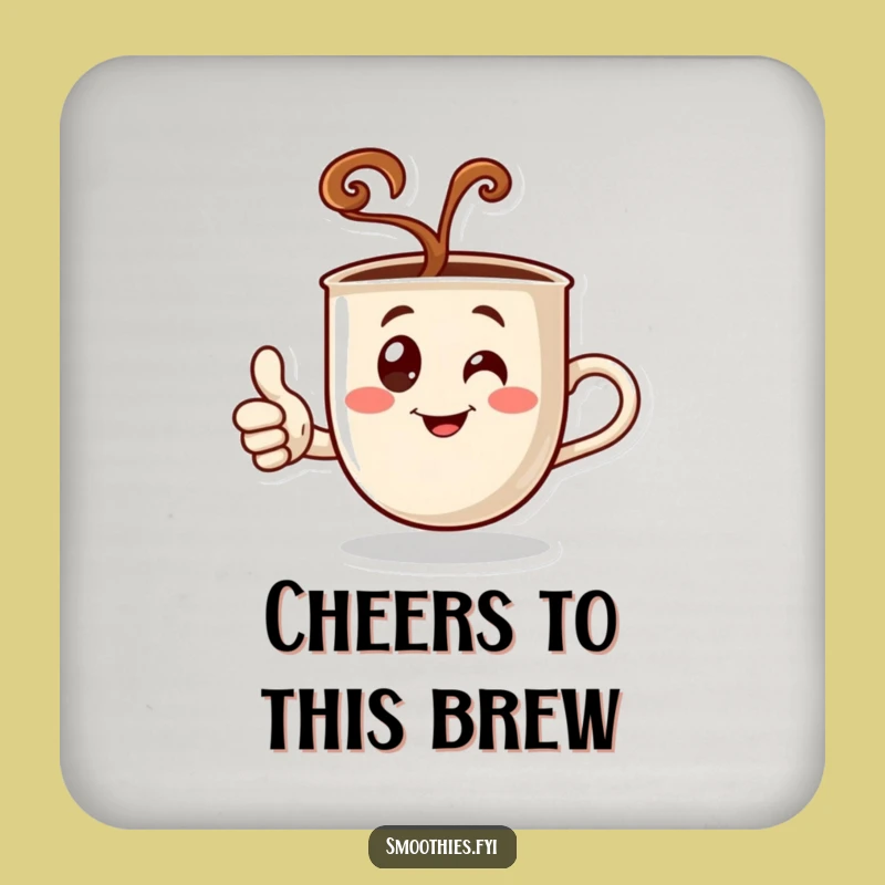 Funny Coffee Thumbs Up Coaster - Steaming Character Drink Protector for Pledges