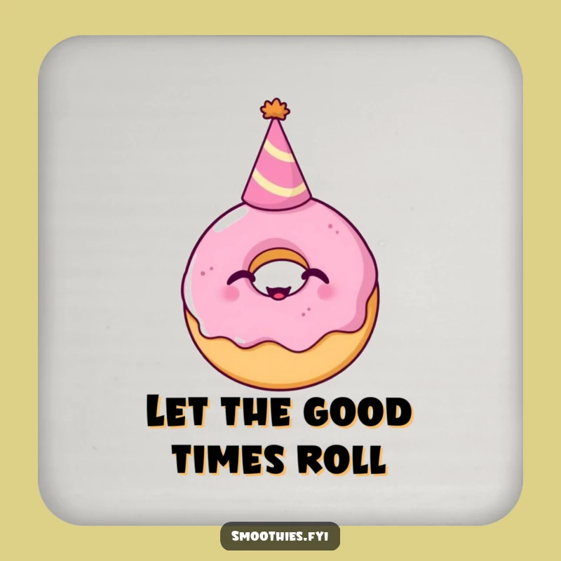 Funny Donut Party Hat Drink Coaster: Giggling Treat Table Protector