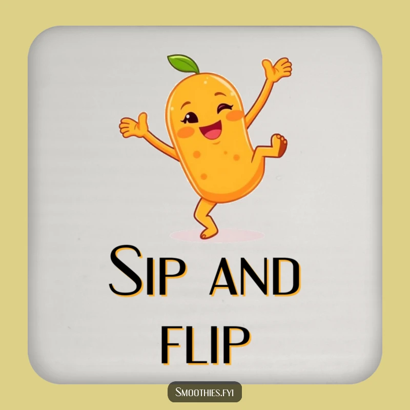 Funny Orange Smoothie Cartwheel Coaster - Cheerful Character Decor Funny Gift