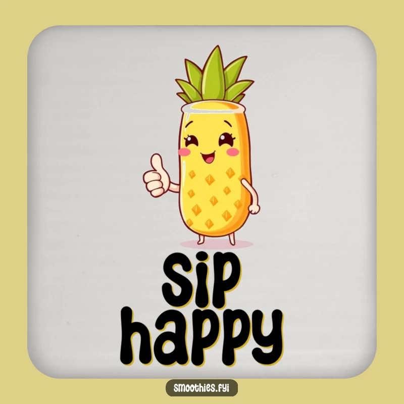 Funny Pineapple Smoothie Coaster: Sunny Thumbs Up Tropical Protection