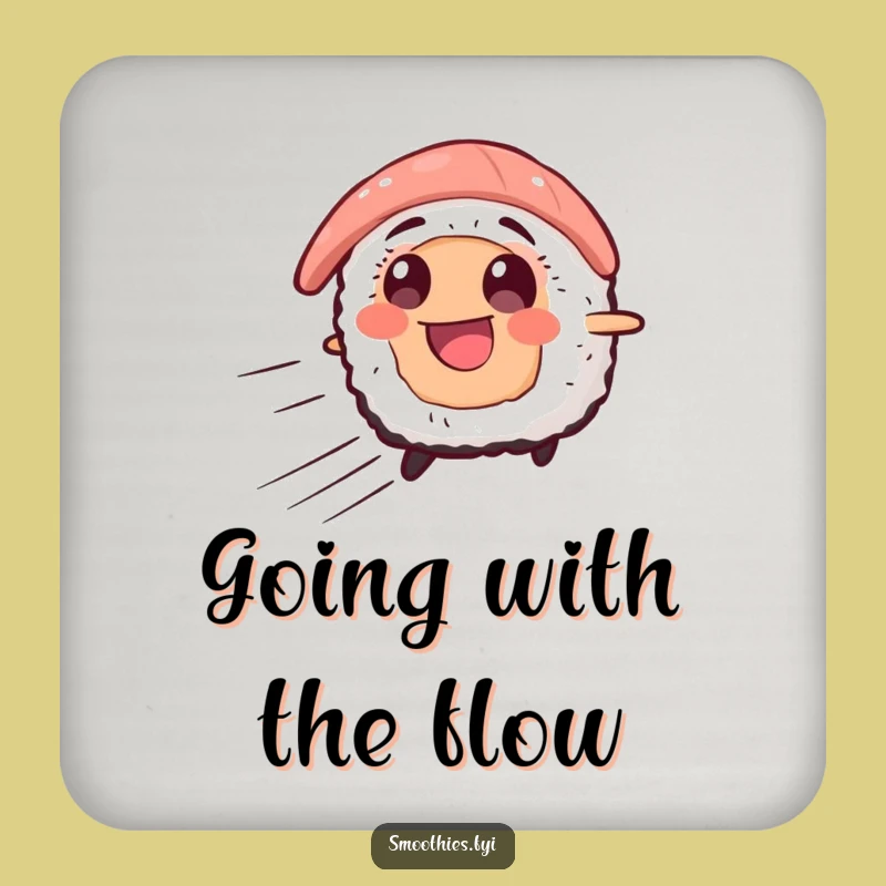 Funny Sushi Speed Coaster - Smiling Character Drink Protector for Laughs