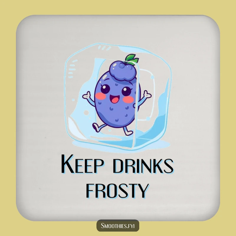 Funny Kawaii Blueberry Ice Cube Coaster - Protect & Chill!