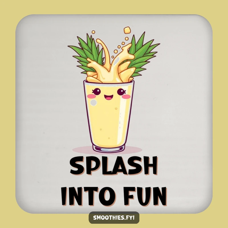 Funny Pineapple Smoothie Drink Coaster: Protect Surfaces with Splash Humor Gift