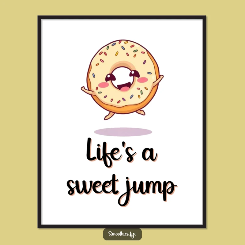 Funny Donut Jump Poster: Giggling Character Art for Sweet Spaces