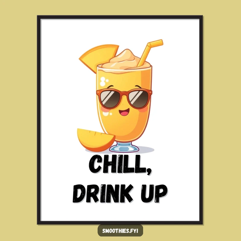 Funny Mango Smoothie Shades Art Print: Cool Wall Decor Gift Idea
