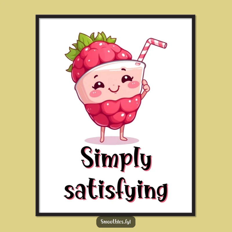 Funny Raspberry Smoothie Poster: Vibrant Berry Art for Kitchen Walls