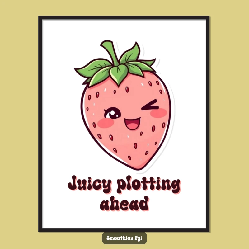 Funny Strawberry Wink Poster - Cheerful Character Art for Playful Walls