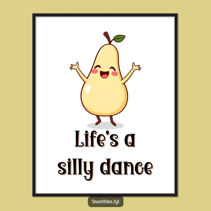 Funny Pear Dance Poster - Vibrant Silly Art for Happy Walls