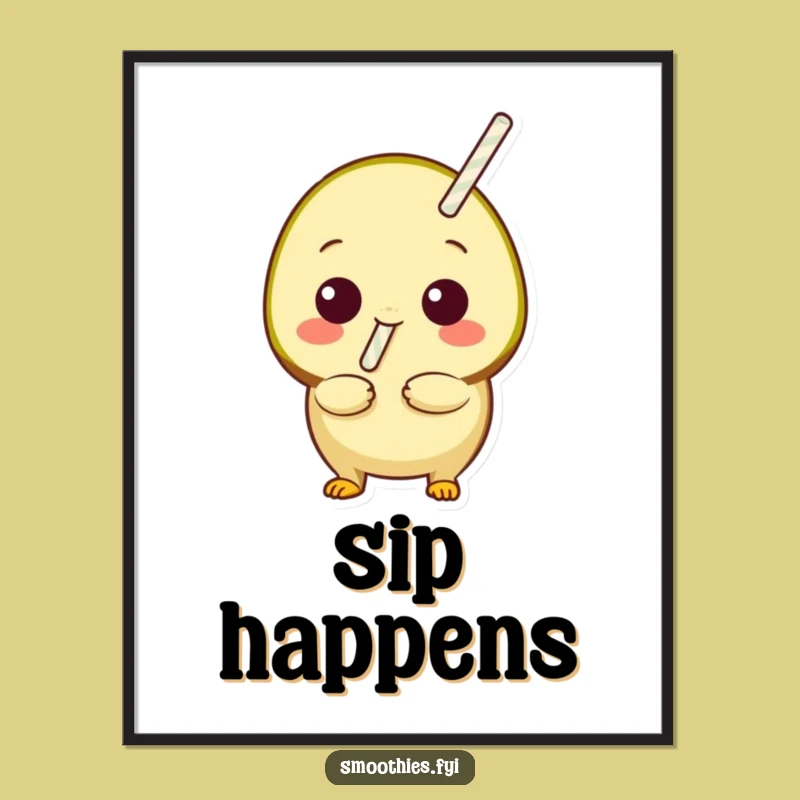 Funny Kiwi Sip Poster: Vibrant Fruit Straw Art for Lively Spaces
