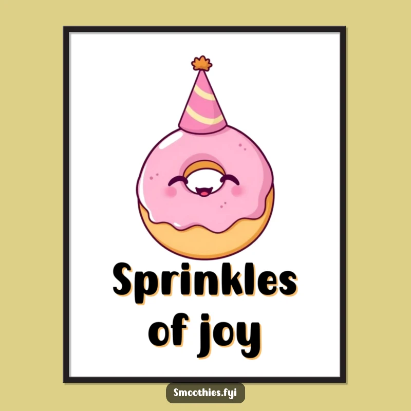 Funny Donut Party Hat Poster: Giggling Pastry Art Gift for Festive Walls