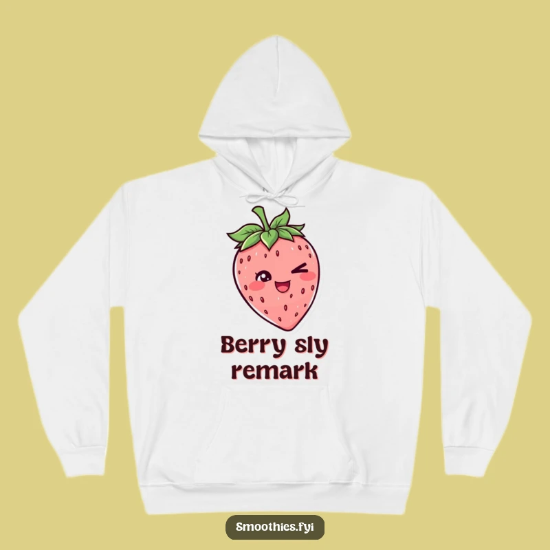 Funny Strawberry Wink Hoodie - Cozy Character Sweatshirt for Comedic Comfort