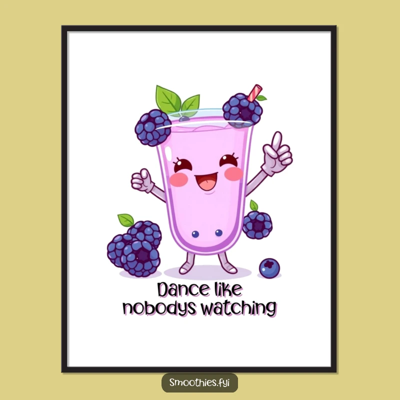 Free Printable Blueberry Smoothie Dance Art: Funny Winner Downloadable Wall Decor