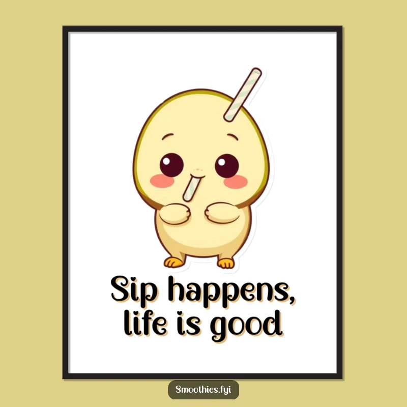 Free Printable Kiwi Wall Art: Funny Sip Poster, Downloadable Decor