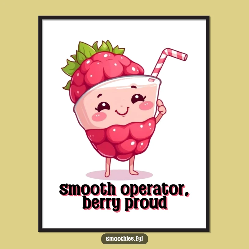 Free Printable Raspberry Wall Art: Funny Smoothie Poster, Downloadable Decor