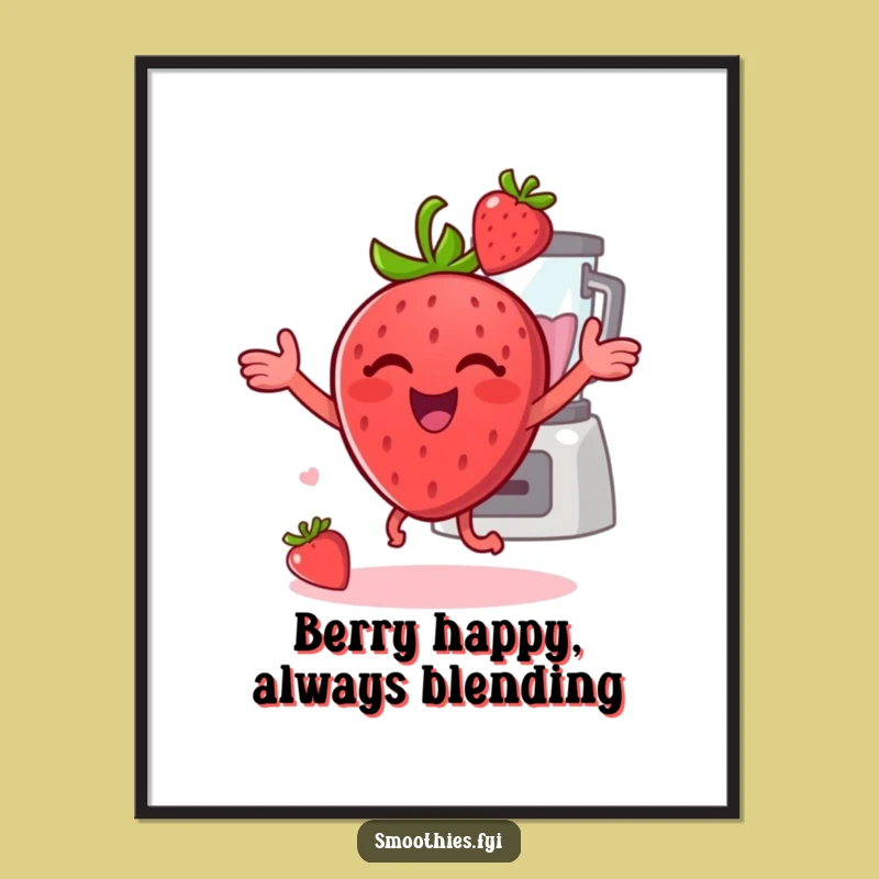 Free Printable Strawberry Wall Art: Funny Dancing Fruit Poster, Downloadable Decor