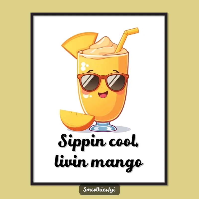 Funny Free Printable Wall Art: Mango Smoothie Shades Cool Vibe - DIY Decor