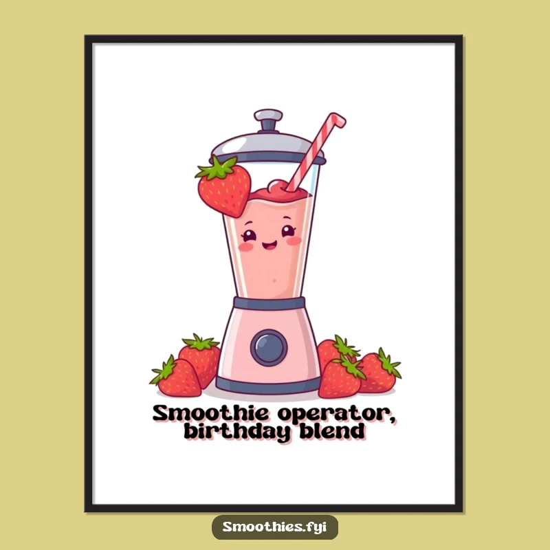 Funny Free Printable Wall Art: Strawberry Smoothie Blender Blast - DIY Downloadable Decor