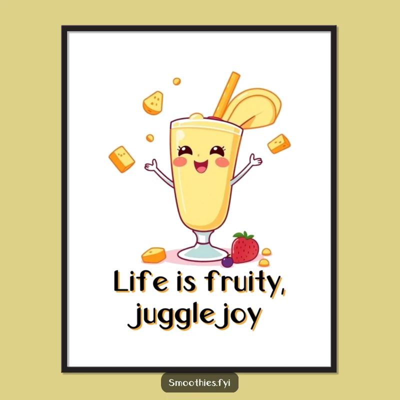 Funny Free Printable Wall Art: Banana Smoothie Juggling Fun - DIY Downloadable Decor