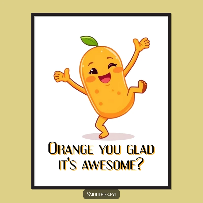 Funny Free Printable Wall Art: Orange Smoothie Cartwheels, Zesty Downloadable Decor