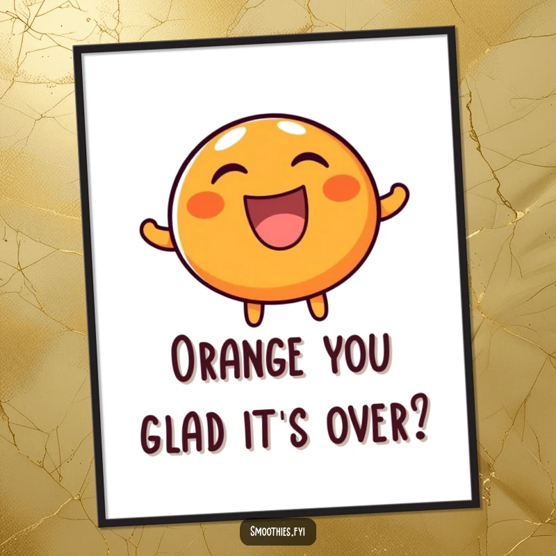 Funny Free Printable Wall Art: A round, happy orange character laughs boisterously, bringing infectious joy and cheerful energy to decor.